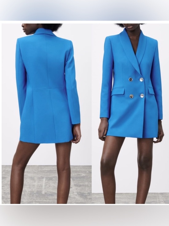 Zara Jackets & Blazers - Zara Vibrant Blue Double-Breasted Blazer
